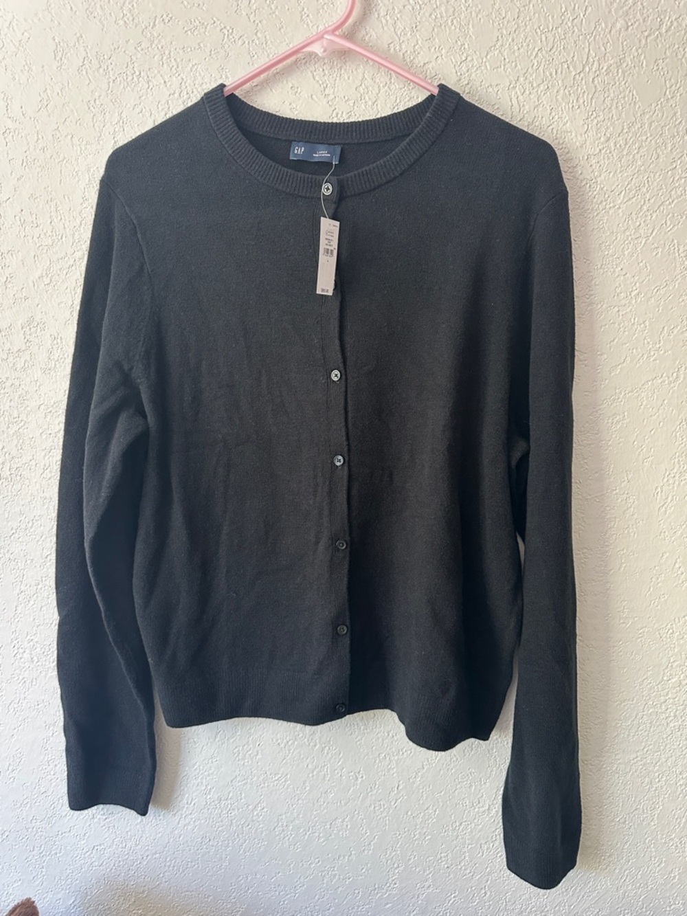 GAP Black Crewneck Button Cardigan
